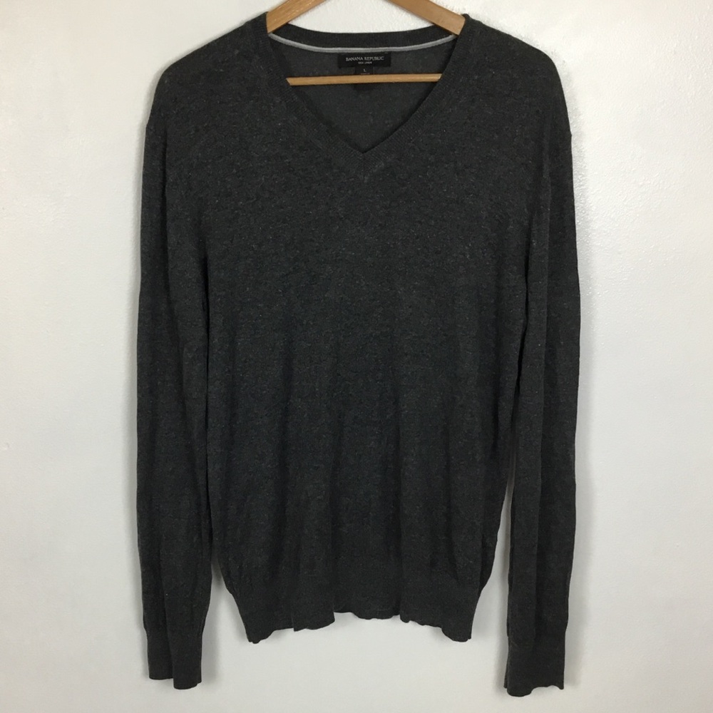 Banana Republic Silk Linen Blend Pullover V Neck Sweater Size L